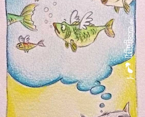 Tagtraum einer Katze: Fliegende Fische