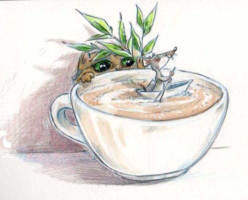 Zeit für eine Cappuccino-Pause, denk sich Maus.