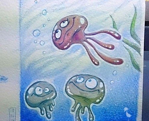 Quallen wallen in der See