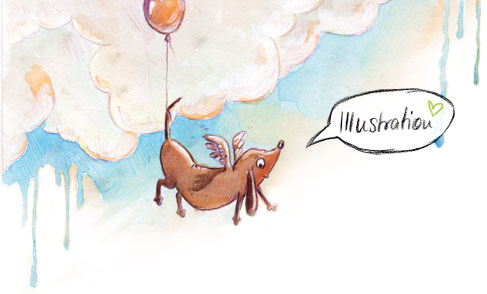fliegender Dackel Illustration kiwiform