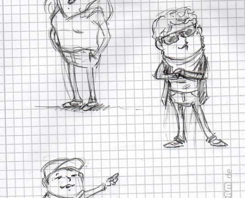 schnelle Karikatur-Skizzen mit Bleistift
