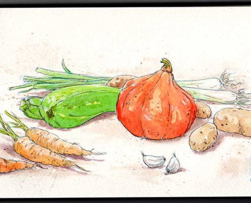 Lecker Gemüseauflauf - die Hauptzutaten.