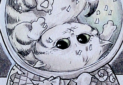 Katze in der Schneekugel - Daily Illu Tag 63 - Ausschnitt