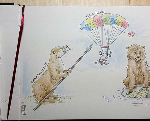 Wortspielerei: Lanzenotter, Waschbär und Flughund - Daily Illu Tag 73 - Nadine Reitz
