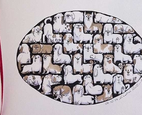 Hunde-Tetris - Daily Illu Tag 87 - Nadine Reitz -