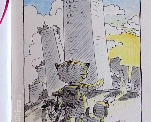 Fahrradtour mit Hund und Katze - Daily Illu Tagf 89 - Nadine Reitz