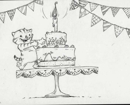 Happy Birthday Torte - Daily illu Tag 97 - Nadine Reitz